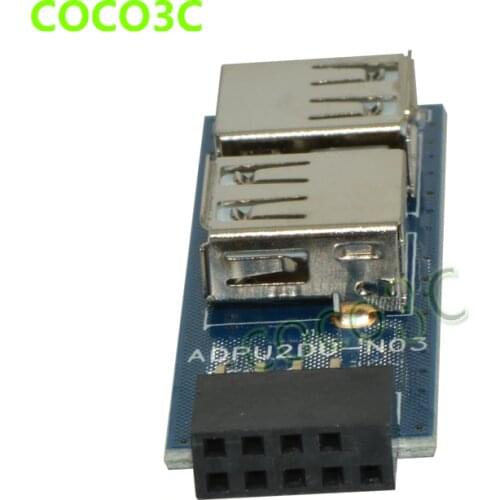 Motherboard USB Hub 9pin to 2 port USB 2.0 10pin Female header to Dual USB2.0 A Female port converter card