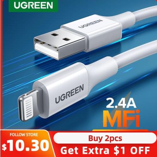 Ugreen MFi USB Cable for iPhone 12 Mini 2.4A Fast Charging USB Charger Data Cable for iPhone 12 Pro Max 11 XR 8 USB Charge Cord