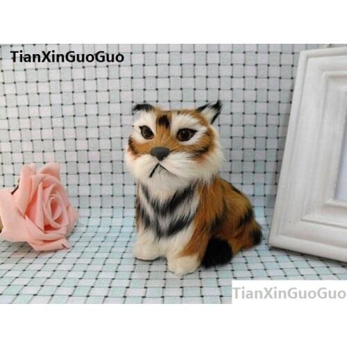 Simulation tiger model polyethylene& fur about 12x11cm yellow tiger handicraft,prop,home Decoration toy xmas gift b0629