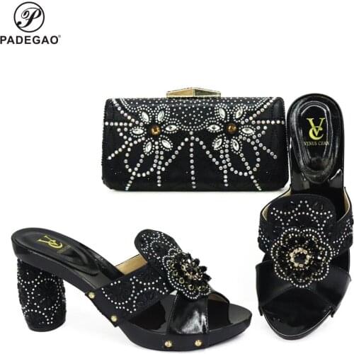 Fashion Shoes with Matching Bags with Rhinestones Nigerian Women Party Pumps Shoes and Bag for Party Wedding Luxery Shoes WomeN