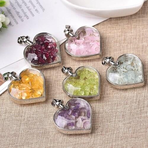 Fashion Simple Natural Crystals Heart Stone Jewelry Increase Charm Necklace for Unisex Healing Stone Necklaces Statement Jewelry