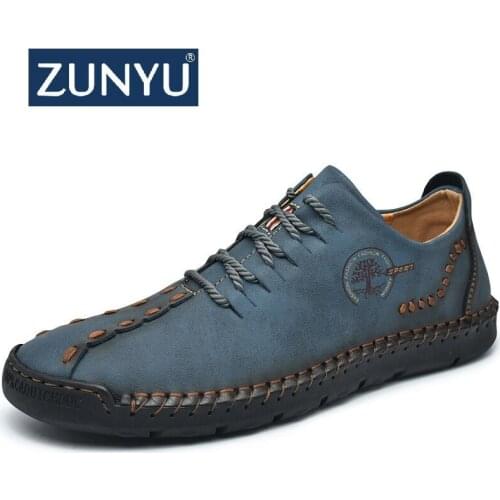 ZUNYU Brand Leather Men Shoes Luxury Handmade Casual Shoes Men Sneakers Italian Breathable Leisure Mens Loafers Moccasins