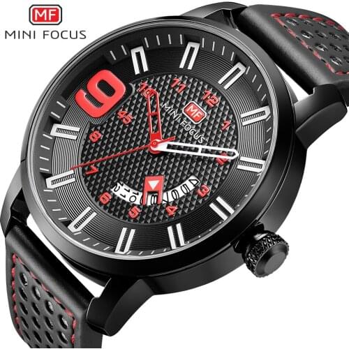 MINI FOCUS Top Mens Watches Luxury Brand Leather Watch Waterproof With Date Create Quartz Wristwatch Relogio Masculino Uhr