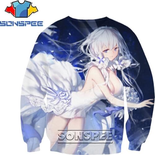 SONSPEE 3D Anime Azur Lane Print Hoodie Fall/Winter Mens Kimono Bikini Loli Loose Oversized Fashion Sexy T-shirt