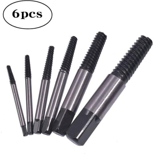 6pcs Screw Extractor Set Carbon Steel Broken Speed Out Damaged Stripped Drill Bit Guide Set Extractor Bolt Stud Remover Tools
