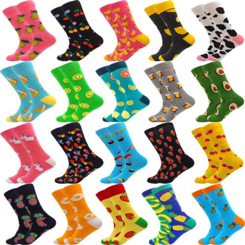 Fashion Cute Novelty Fruits Cotton Women&mens Socks Harajuku Unicorn Banana Egg Happy Kawaii Funny Socks for Men Gift Size38-46