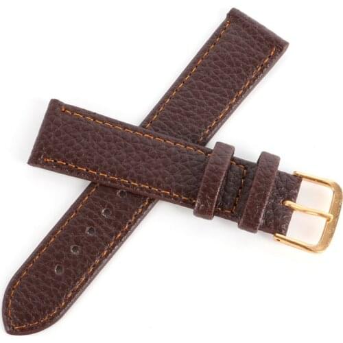 Newest Fashion Black Brown High Quality Watchband Soft Litchi Stripe PU Leather Watches Strap Pin Buckle 12-22mm