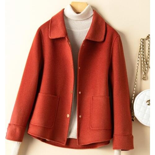 New Audrey Hepburn wind double-sided cashmere coat female brief paragraph short popular high-end wool woolen cloth coat