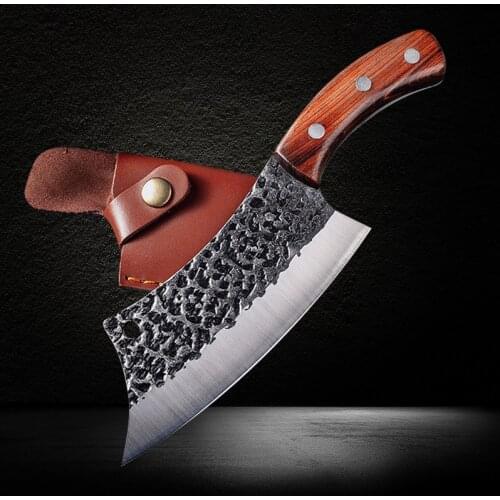 Handmade Forged Stainless Steel Knife for Meat Bone Fish Fruit Vegetables Kitchen Knife Outdoor Survival Knife Butcher Knife