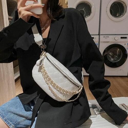 Hot Fashion Women Chest Bag Classic Crossbody Bag PU Leather Chest Shoulder Handbags Lightweight Purse Chain Strap Satchel