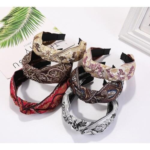 Free shipping fashion women knot hairbands embroidery girls headbands ladys headwear hair accessories
