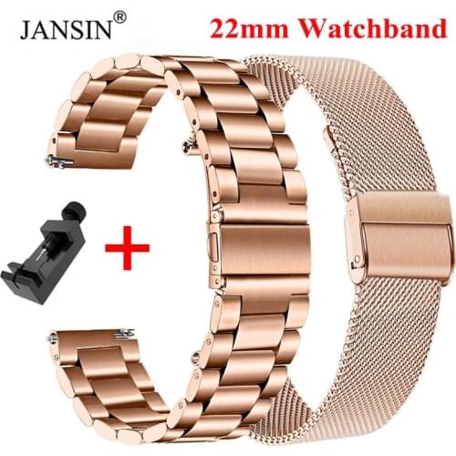 22MM Watchband For Samsung Galaxy Watch 3 45mm 46mm GTR 47MM Milanese & Stainless Steel Strap GT2 Pro GT2 GT2E Gear S3 Bracelet
