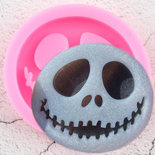 Skeleton Jack Face Phone Grip Silicone Mold Halloween Badge Reel Craft Keychain Epoxy Resin Molds Pendant Necklace Jewelry Mould