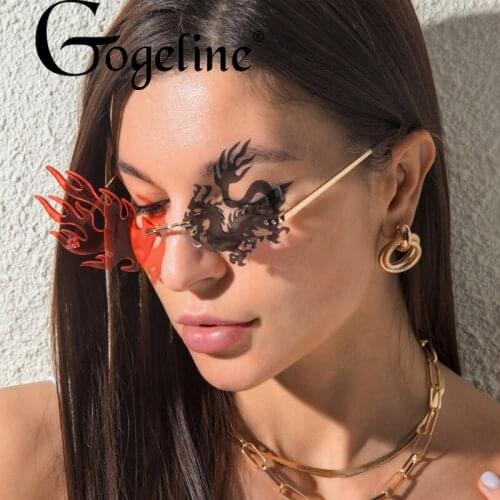 Rimless Sunglasses for women men Frameless Dragon Phoenix Sun glasses Fashion Prom party hip hop shape UV400