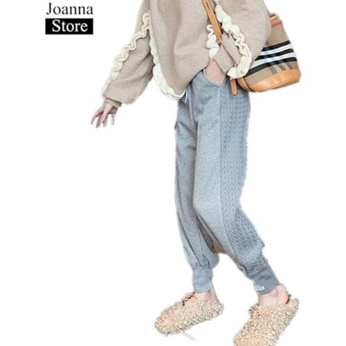 Spring New Splice Sweatpants Women High Waist Pockets Loose Harem Pants Autumn Black Plus Size Casual Drawstring Trousers Female