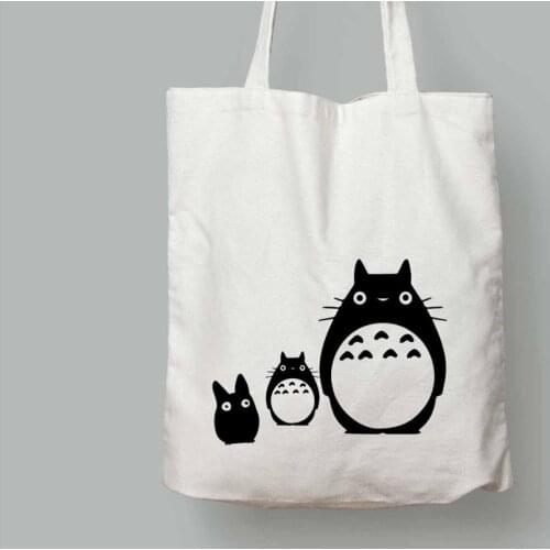 Totoro Tote Bag funny cute graphic harajuku japanese kawaii funny women fashion Canvas bag shopping bags Travel bag with zipper