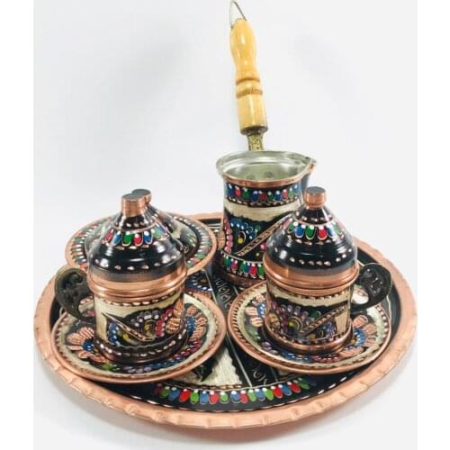 100% copper Turkish Coffee Set, Traditional Turkish Coffee Cups and Copper Coffee Pot , Engraved Copper , Handmade 100% copper