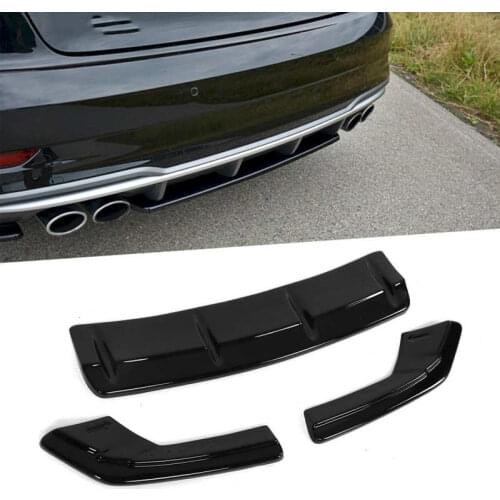 Gloss Black Maxton Style Rear Bumper Diffuser Extension With Side Splitters For Audi S3 8V Sedan 2017-2021