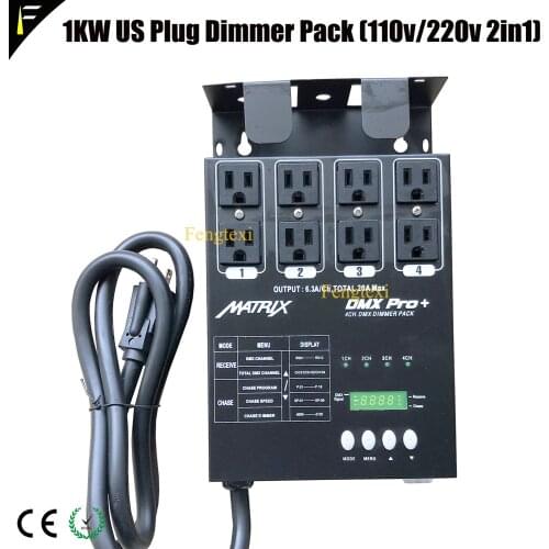 US Plug 4 CHs Stage Light Fixtures 1kw Dimmer Pack Box 110v/120v volt 2in1