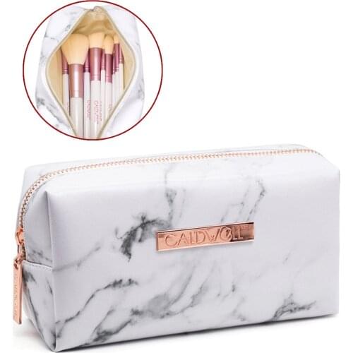 Ladies Makeup Cosmetic Bag Marble Pattern PU Leather Storage Brushes Pouch For Travel FA$3 Women bag