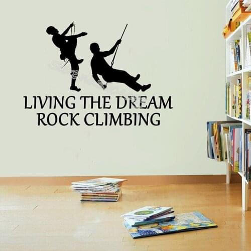 Living The Dream Rock Climbing Quote Wall Stickers Art Lettering Vinyl Wall Decal Home Decor Bedroom living room Mural EB304