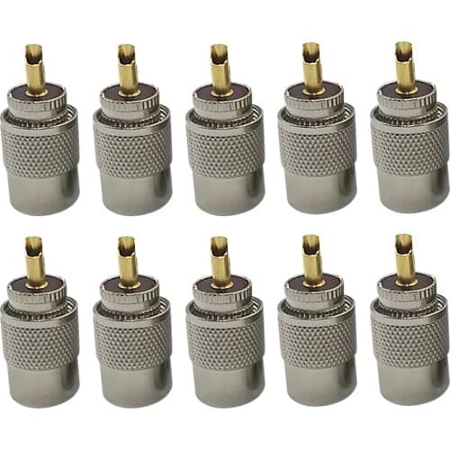 10pcs UHF PL259 Male Twist-on Connectors RG8 RG58 RF Coaxial Coax Antenna Cable Adapter Plug