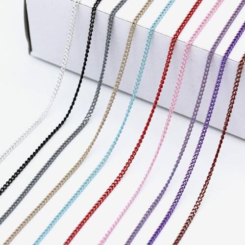 2mm Multicolor metal cable close link chain Sexy punk Necklace tassel earrings charms chain findings Bracelets jewelry diy