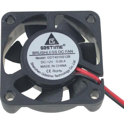 Gdstime 200Pcs 2pin 4cm 40mm x 10mm 12v 4010 Brushless Mini DC Cooling Fan 40x40x10mm Cooler Factory Wholesale