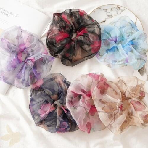 2020 New Fashion Lace Printed Hair Scrunchies Women Headdress Ponytail Holder Hair Ropes Elastic Hair Bands Hair Accessoires