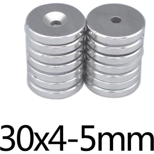 5-15PCS 30x4-5 mm N35 NdFeB Strong Rare Earth Neodymium Magnets 30x4 mm Hole 5mm Countersunk Powerful Magnetic Magnet 30*4-5 mm