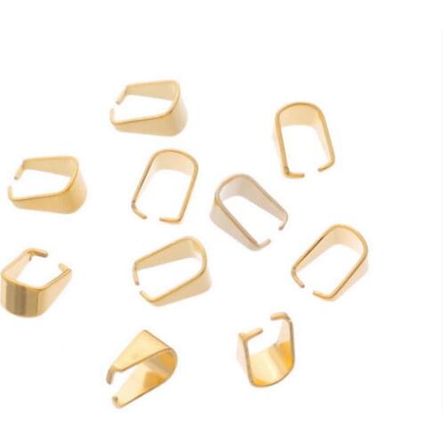50PCS/LOT Stainless Steel Gold Plated Pinch Bails Dangle Charms Jewelry Findings 4X9mm/5X10mm/7X13mm