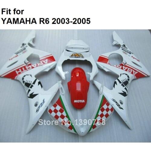 ABS Plastic Fairing For YAMAHA Fairings R6 2003 2004 2005 White Red Bodywork Parts Fairing Kit YZF R6 03 04 05 HZ44
