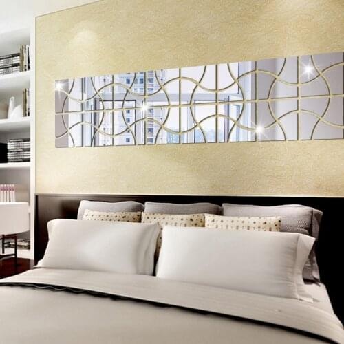 Acrylic Mirror Wall Sticker 3D Self Adhesive Panel Waterproof Removable Bedroom Living Room Background Wall Decor Sticker Mural