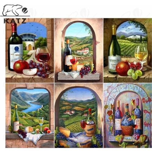 French Manor Diamond Painting Wine Embroidery Crossing Diy Landscape Mosaic Art Cross Stitch Handmade Home Decoration