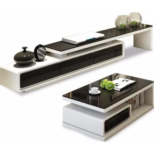 Antique High Living Room Wooden furniture lcd steel glass TV Stand coffee table 6845