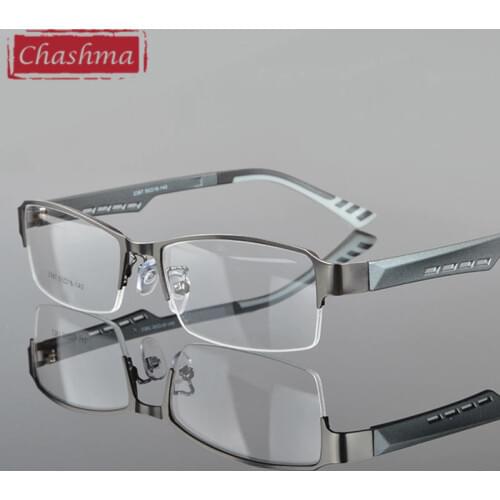 Chashma Men Eyewear Quality Half Rimmed Stainless Frame TR 90 Arms Optical Glasses Frame Males Myopia Spectacle Frames