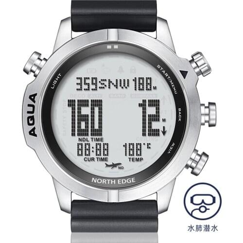 NORTH EDGE Mens Professional Diving Computer Watch Scuba Diving NDL (No Deco Time) 100M Dive Watches Altimeter Barometer Compass