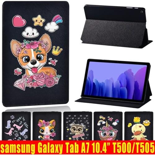 Tablets Case for Samsung Galaxy Tab A7 10.4 Inch 2020 T500/T505 PU Leather Cover Case + Free Stylus