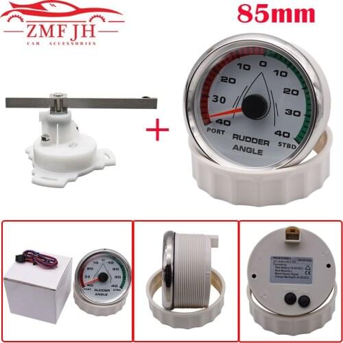 9~32V 85mm Rudder Angle Indicator 40 L~40 R Rudder Angle Sensor 0-190 ohm With 7 color backlight Boat Marine Yacht Accessories