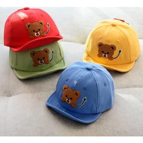 Baby Cap Cute Embroidery Bear Baby Boy Girl Hat Summer Cotton Adjustable Baseball Cap Infant Todder Sun Hats