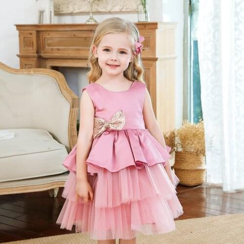 Toddler Kids Baby Girls Summer Cute Bowknot Backless Party Pageant Dress Flower Girl Wedding Gown Tutu Dresses Children Clothing