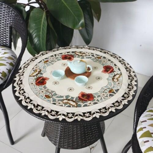 European Pastoral Cotton Embroidered Hollow Round Tablecloth Bedroom Balcony Coffee Tea Table Cloth Christmas Party Decoration