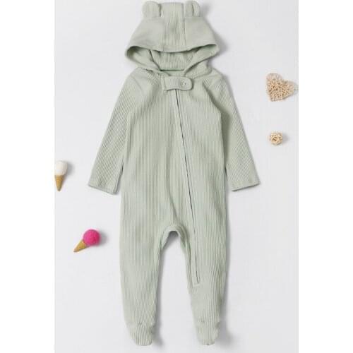2021 Spring Autumn Toddler Baby Girl Boy Jumpsuit Plaid Long Sleeve Cute Hooded Sleepsuit Customized Wholesale A1LYK2012005