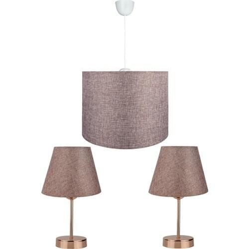 Bysay Triple Lampshade Chandelier Set Copper-Dirty Pink-Pen