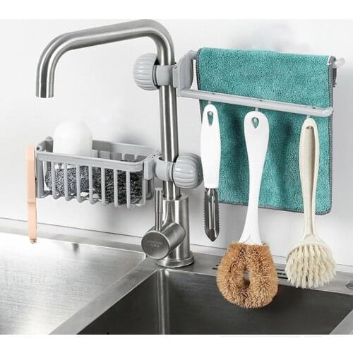 Kitchen Telescopic Sink Rack Plastic Adjustable Sink Drain Racks Bathroom Kitchen Storage Holder Soap Dispenser Shelves