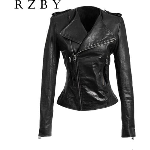 100% Sheepskin Real Jacket Genuine Leather Casual Coat Short Chaqueta Cuero Mujer High Quality Veste En Cuir Femme RZBY248
