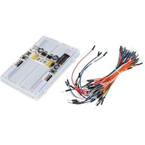 3.3V/5V MB102 Breadboard power module+ 400 points Solderless Prototype Bread board kit +65 Flexible jumper wires