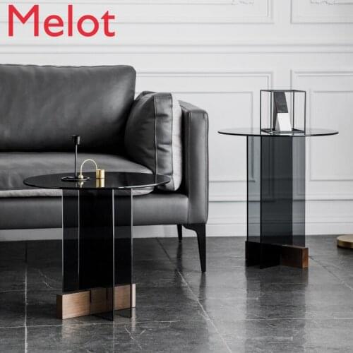 High-End Fashion Tempered Glass Sofa Side Table Table Modern Light Luxury Living Room Balcony Creative Coffee Table