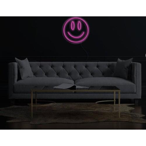 Custom Smiley Neon Sign Cute Light Flex Transparent LED Wall Window Hanging Acrylic Decor Indoor for Home Room Bedroom Shop