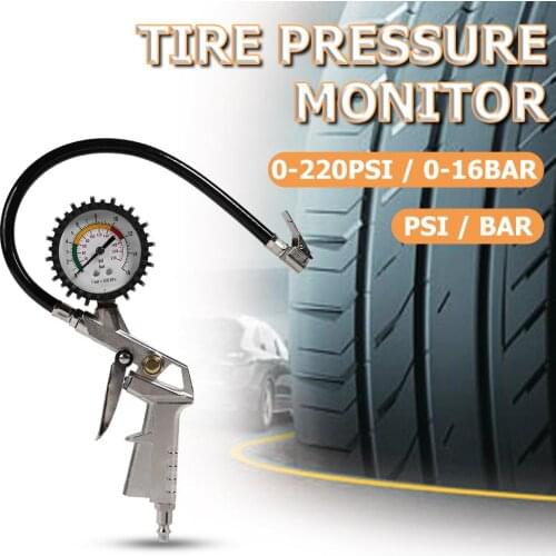 Number 0-220psi Car Tire Pressure Gauge Pointer Tire Pressure Inflation Gauge EU/U.S. Vehicle Inflation Pressure Gauge Tester
